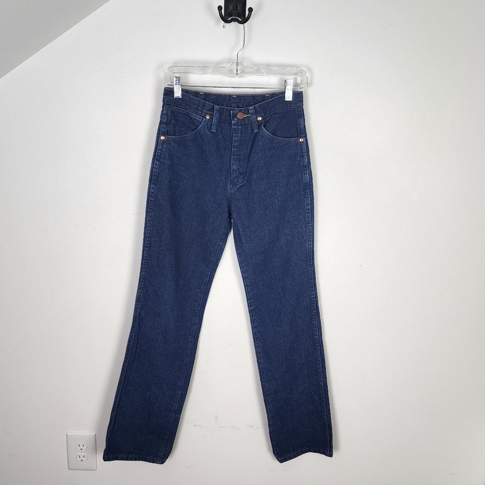 Wrangler High Rise Rich Blue Denim Straight Leg Jeans Size 26x32